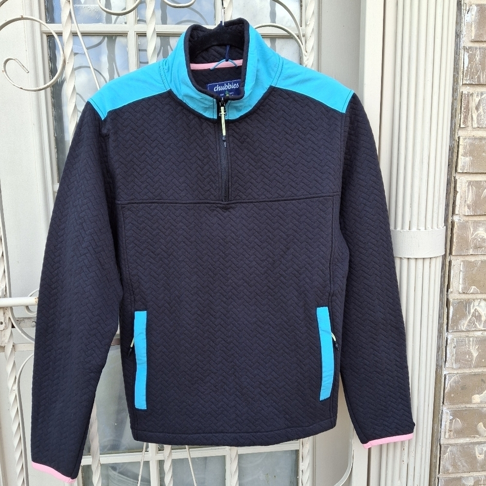 Chubbies The Brightside Black Quilted Quarter Zip Pullover Men Size Small - Picture 4 of 16